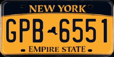 NY license plate GPB6551