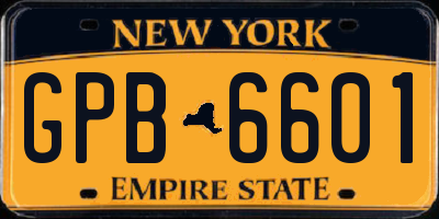 NY license plate GPB6601