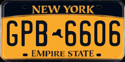 NY license plate GPB6606