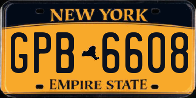 NY license plate GPB6608