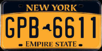 NY license plate GPB6611