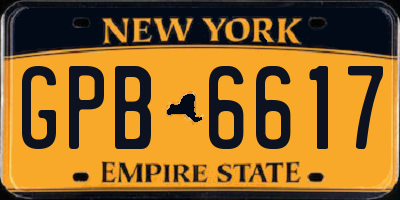 NY license plate GPB6617