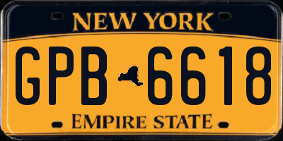 NY license plate GPB6618