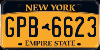 NY license plate GPB6623