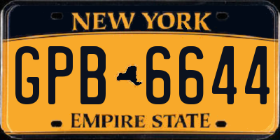 NY license plate GPB6644