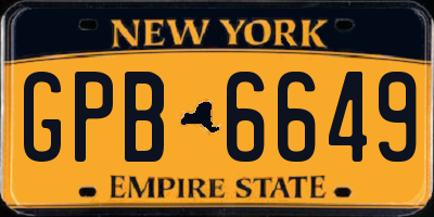 NY license plate GPB6649