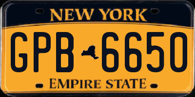 NY license plate GPB6650