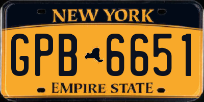 NY license plate GPB6651