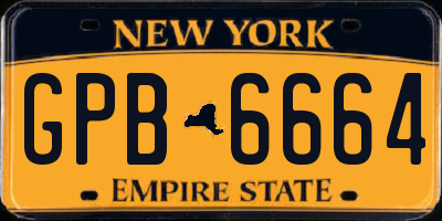 NY license plate GPB6664