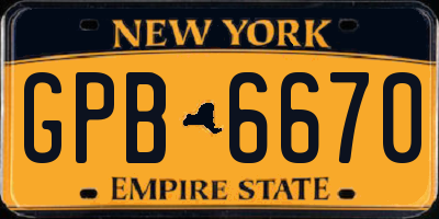 NY license plate GPB6670