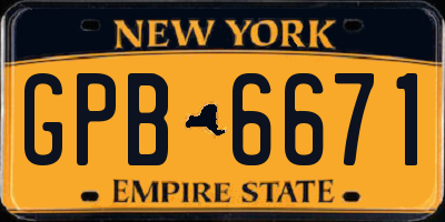 NY license plate GPB6671