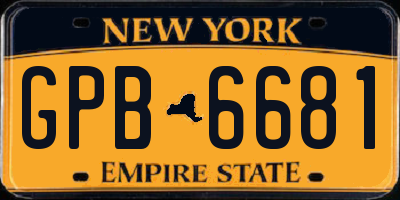 NY license plate GPB6681