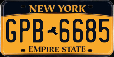 NY license plate GPB6685