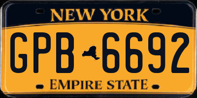NY license plate GPB6692
