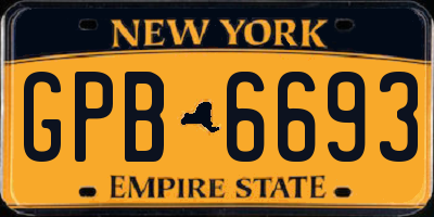 NY license plate GPB6693