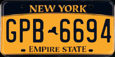 NY license plate GPB6694