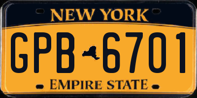 NY license plate GPB6701