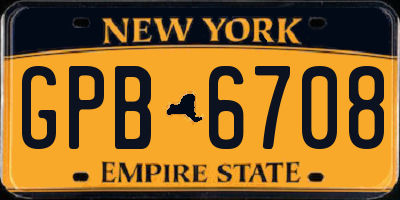 NY license plate GPB6708