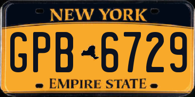 NY license plate GPB6729