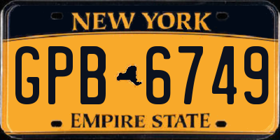 NY license plate GPB6749