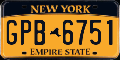 NY license plate GPB6751