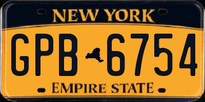 NY license plate GPB6754