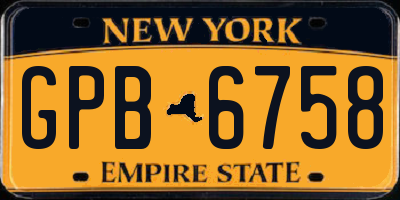 NY license plate GPB6758