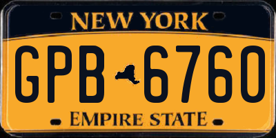 NY license plate GPB6760