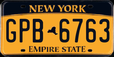 NY license plate GPB6763