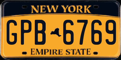 NY license plate GPB6769