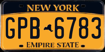NY license plate GPB6783
