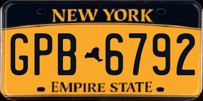 NY license plate GPB6792