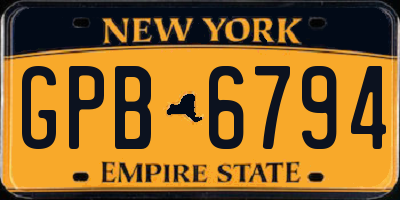 NY license plate GPB6794