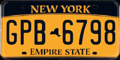 NY license plate GPB6798