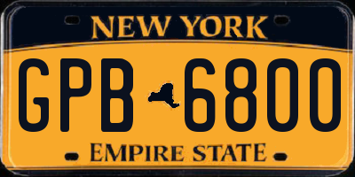 NY license plate GPB6800