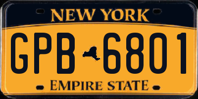NY license plate GPB6801