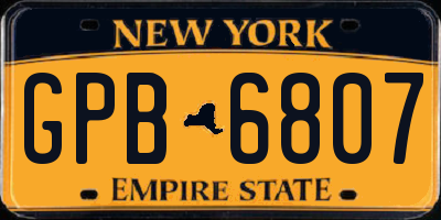 NY license plate GPB6807
