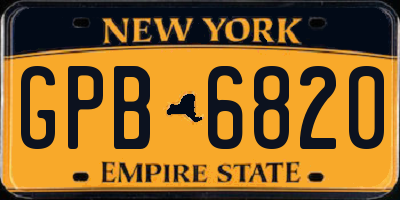 NY license plate GPB6820