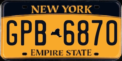 NY license plate GPB6870