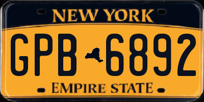 NY license plate GPB6892