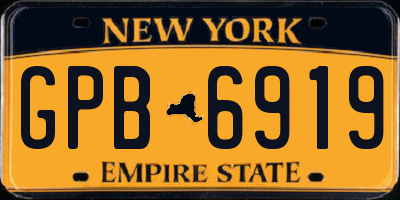 NY license plate GPB6919