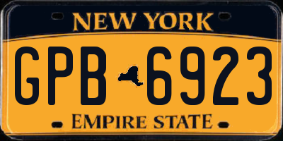 NY license plate GPB6923