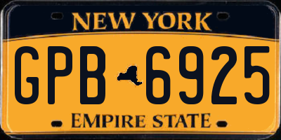 NY license plate GPB6925