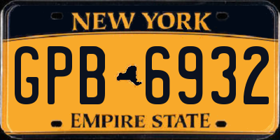 NY license plate GPB6932