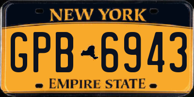 NY license plate GPB6943