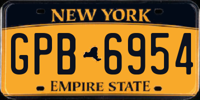 NY license plate GPB6954