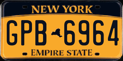 NY license plate GPB6964