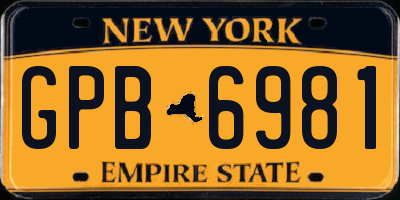 NY license plate GPB6981