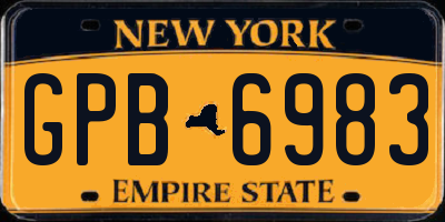 NY license plate GPB6983