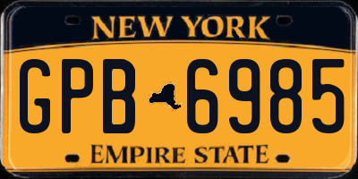 NY license plate GPB6985